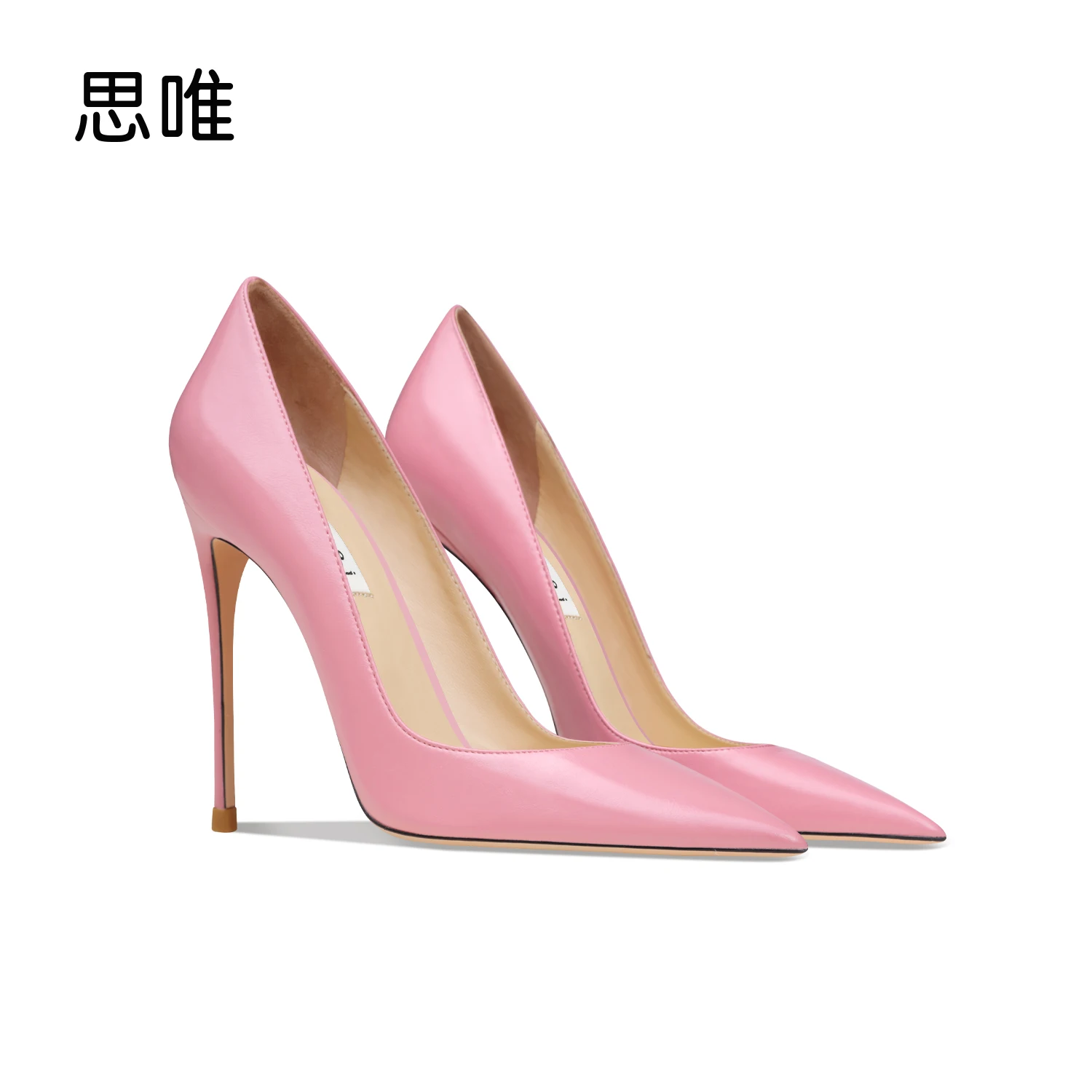 Genuine Leather Women's Shoes Pink Fashion Pointed Toe Ladies High-heeled Shoes Classic Pumps 10cm Stiletto Evening Dress Shoes