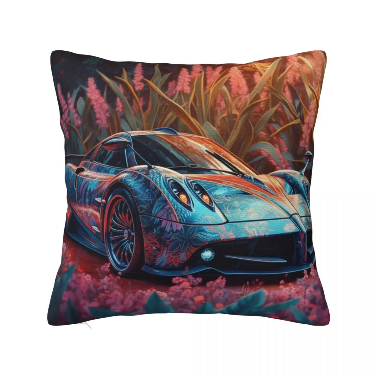

Speed Sports Car Pillow Case Colorful Painting Neon Polyester Home Decor Pillowcase Zipper Spring Decorative Cover