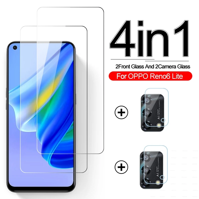 

4 в 1 Флейта для Oppo Reno6 Lite Reno 6 Lite светильник 4G 2022 CPH2365 6,43 ''экран телефона Закаленное стекло Защитная пленка для объектива