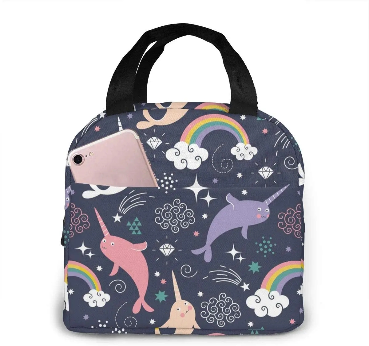 

Narwhal Lunch Bag Insulated Lunch Box Cooler Tote For Picnic Camping Work Travel