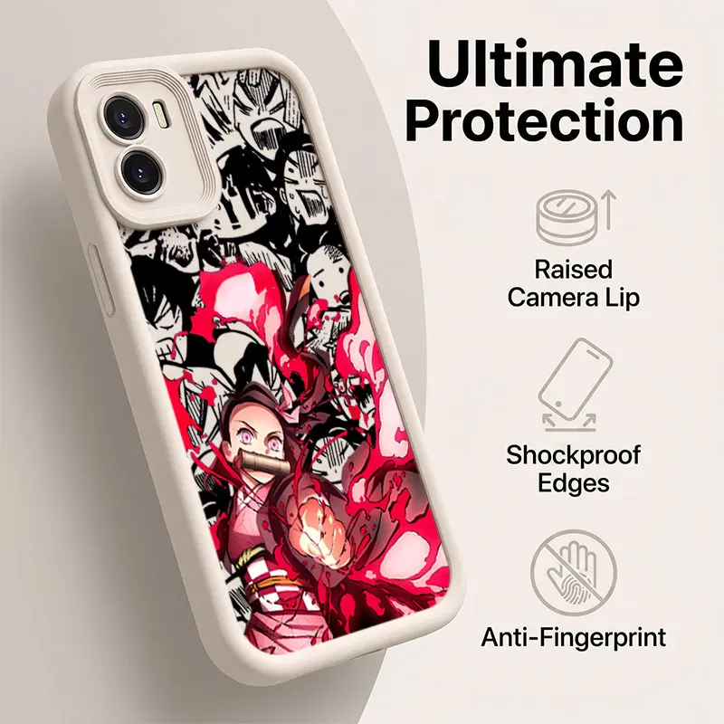 Фото Чехол для телефона с изображением аниме Kimetsu No Yaiba Demon Slayer для Vivo iQOO Z9 V30E V30 Lite V50 V60 V70 Y04 Y05 Y39 Y55 Y58 Y75 Y200 Y300 Y400 №2