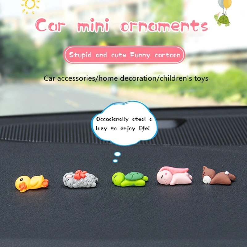 

1Pc Car Decoration Mini Sleeping Cute Animals Resin Bear Rabbit Sheep Turtle Decoration Car Motorcycle Bike Decor Ornament