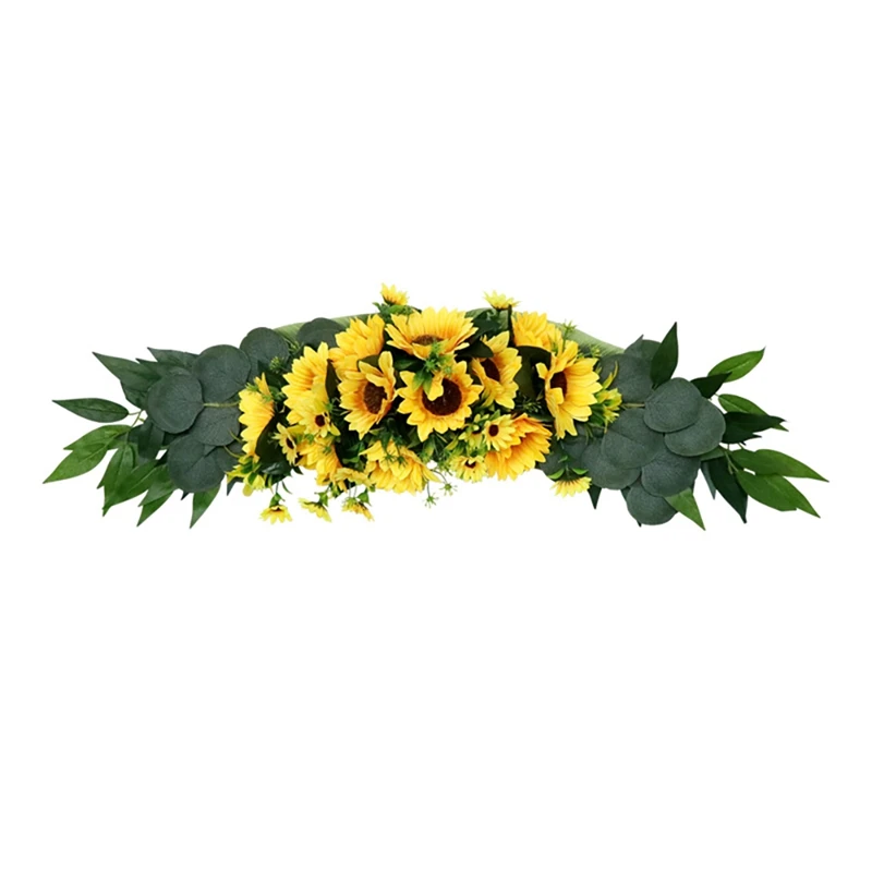 

Floral Swag Artificial Flowers Sunflower Eucalyptus Wreath For Door Wedding Party Mirror Tabletop Chair Home Decoration