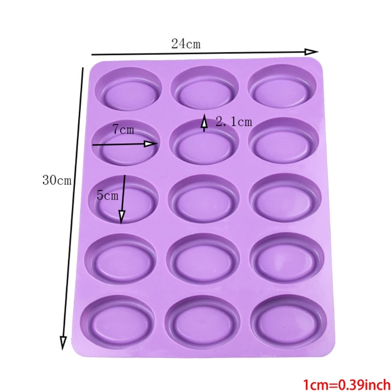 

15-Hole Oval Soap Making Silicone Mold Cake Decor Cupcake Pudding Baking Mold