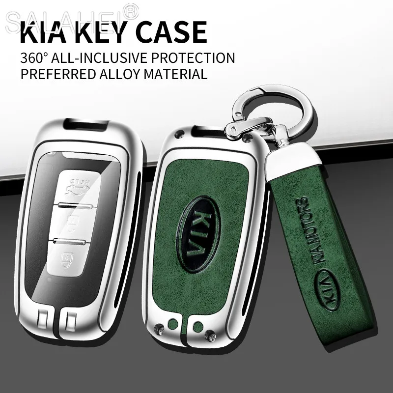 

Metal&Leather Car Remote Key Case Cover Holder Shell Protection For KIA Rio R Forte K2 K3 K5 Sportage Sorento 2013 2016 Keychain