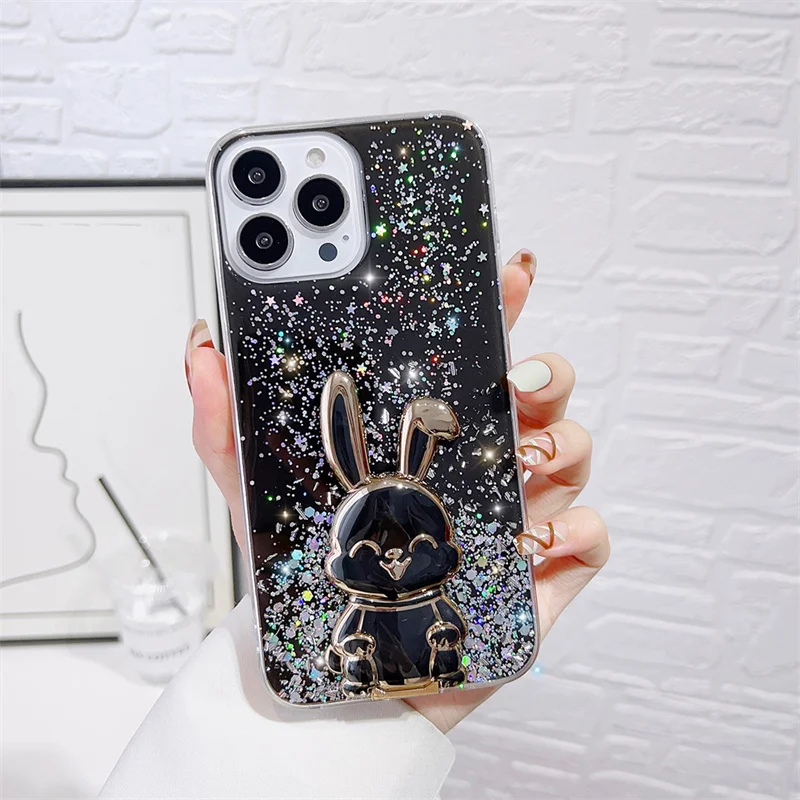 Роскошный милый мягкий чехол-подставка с кроликом для Xiaomi Redmi Note 13 13ProPlus 12 12C 12S 11S 10C