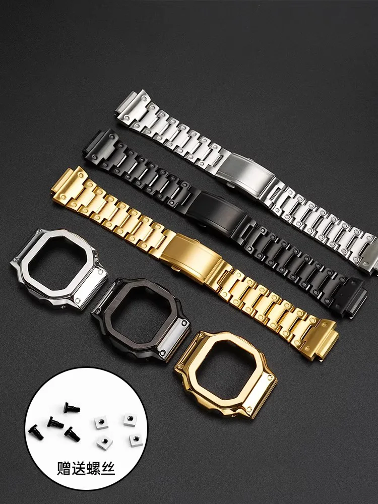 Фото Комплект из нержавеющей стали для Casio DW-H5600, корпус браслета, металлический ободок, 3 цвета, серебристый, золотой, черный G-Square H5600, аксессуары для ремонта для мужчин №4