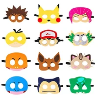 12pcs pokemon childrens performance cartoon character party face mask eye mask pikachu custom all kinds of felt animal masks