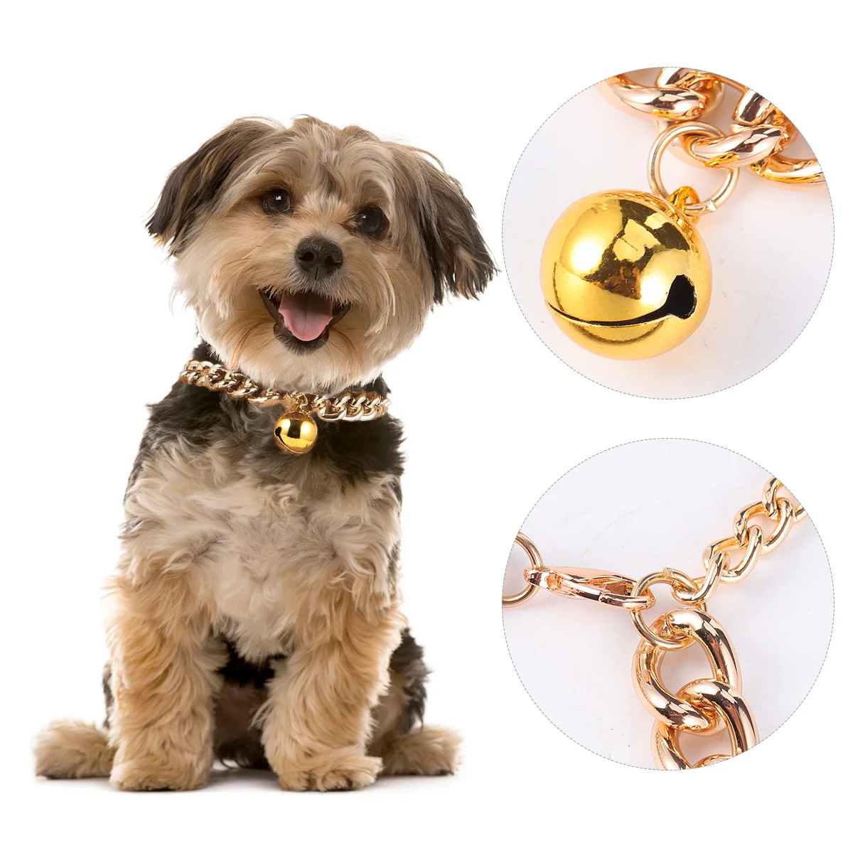 

Dog Chain Collar Necklace Pet Gold Choke Bell Choker Cuban Fashion Bling Cat Decoration Link Training Pendant Accessories