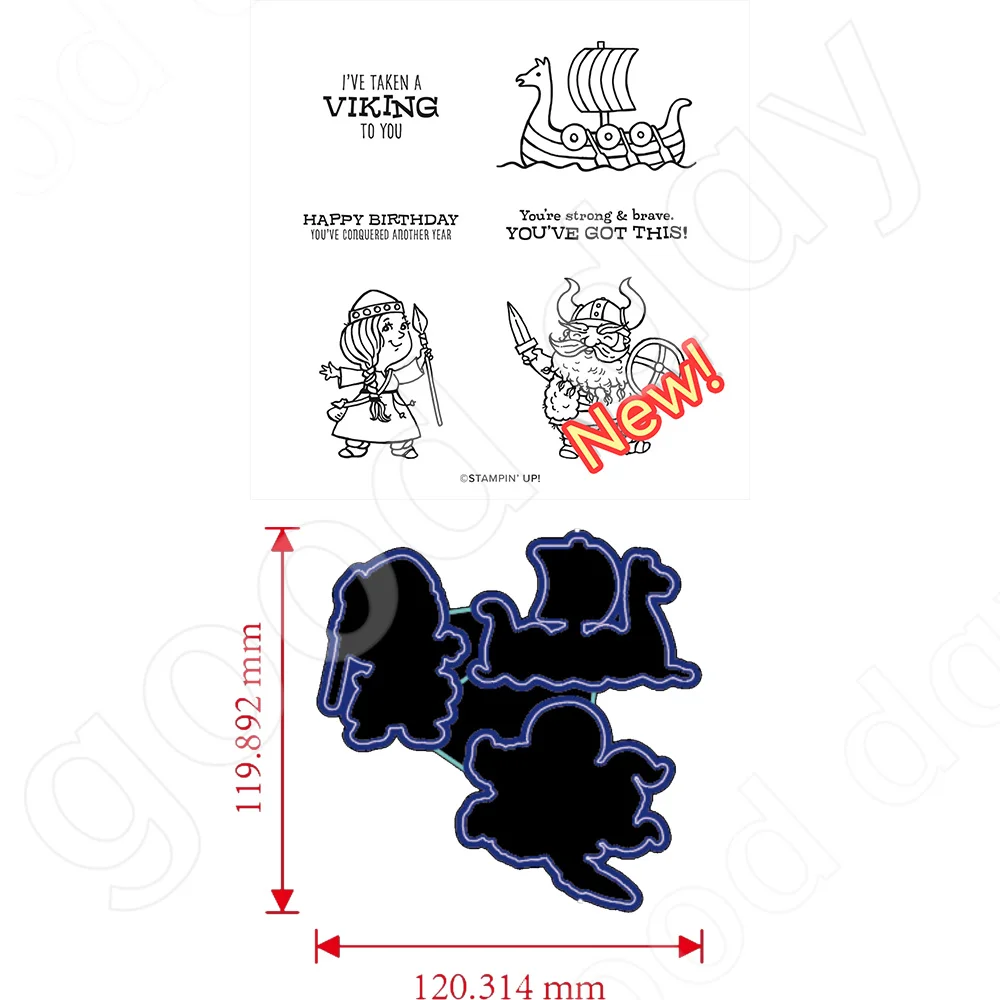 

Vikings Metal Cutting Dies and Silicone Stamps DIY Scrapbooking Paper Handmade Album Stencil Sheets Gift Card Hot Selling Newest