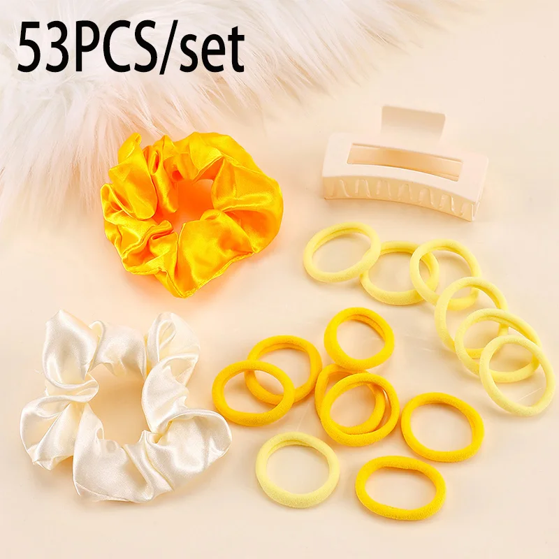 Oaoleer 53 шт. эластичные резинки для волос женщин и девушек однотонные нейлоновые
