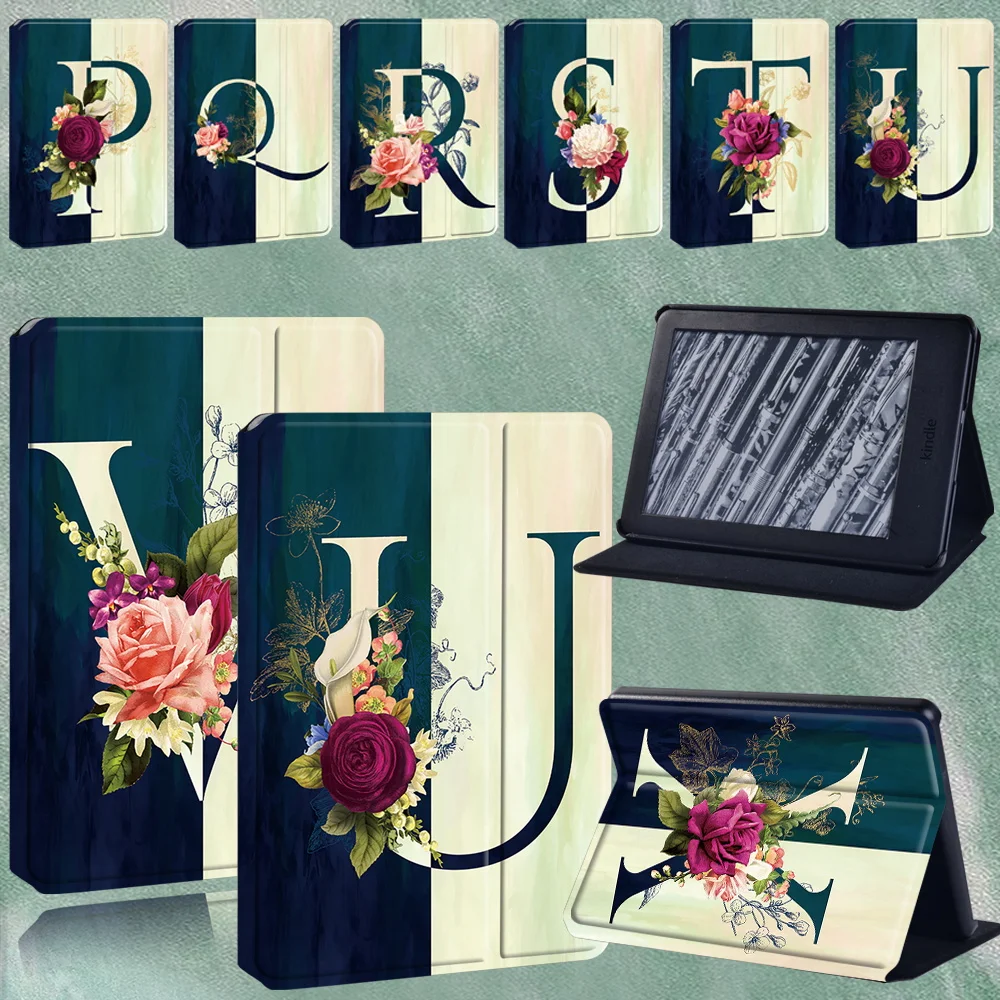 

For Kindle Paperwhite 1 5th/2 6th/3 7th/4 10th PU Leather Tablet Stand Cover for Kindle 10th 2019/8th 2016 Letter Pattern Case
