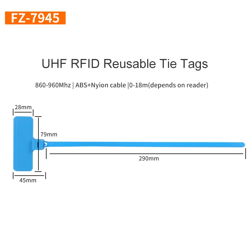 

50 шт. UHF RFID-метка, многоразовая кабельная стяжка, ABS, антиметаллическая RFID-метка дальнего действия, пассивная метка для управления логистикой, UHF-тег