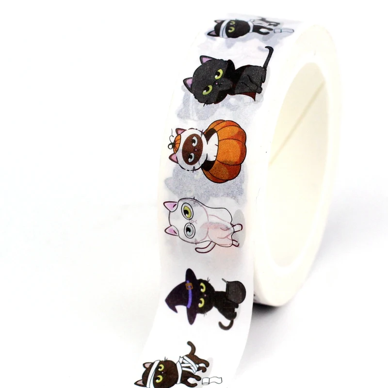 

Декоративный набор «Счастливый Хэллоуин» с черной кошкой GREATHOPE WASHI TAPE