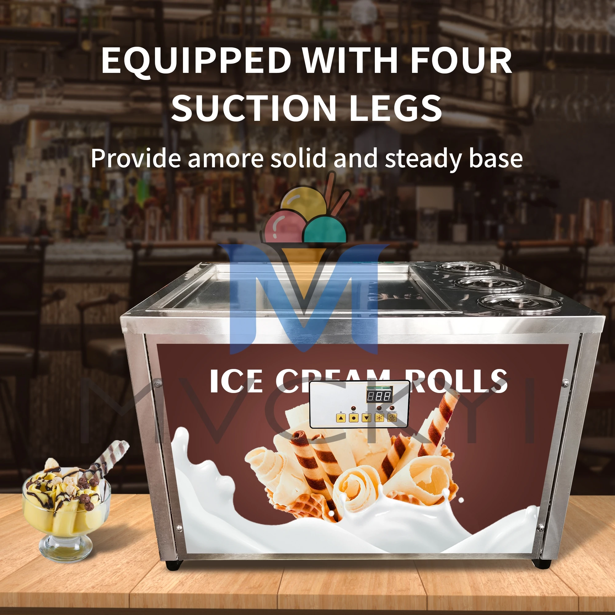 Mvckyi Square Electric Stir Fry Ice Cream Rolled Maker/Fried