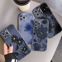 luxury flower butterfly phone case for iphone 13 11 pro 12 mini max x xr xs 8 7 plus se 2020 6 liquid silicone black cover coque