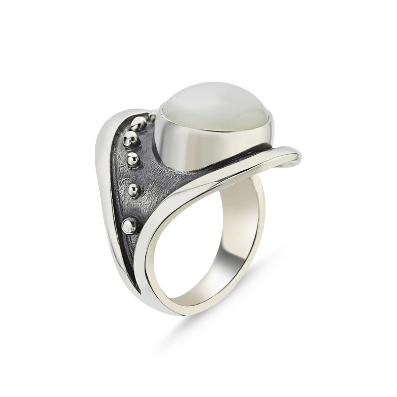 

Silver 925 Sterling Pearl Stone Handwork Ring