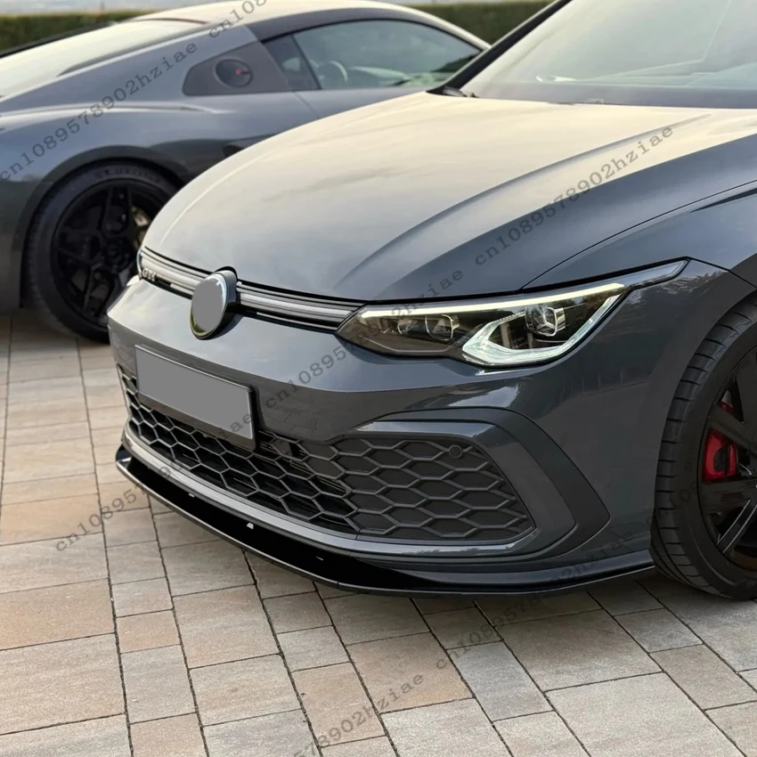 Фото Спойлер переднего бампера в стиле Maxton для VW Golf 8 GTI GTD GTE R-Line 2020-2024, глянцевый черный внешний вид, улучшенные аксессуары для тюнинга №2