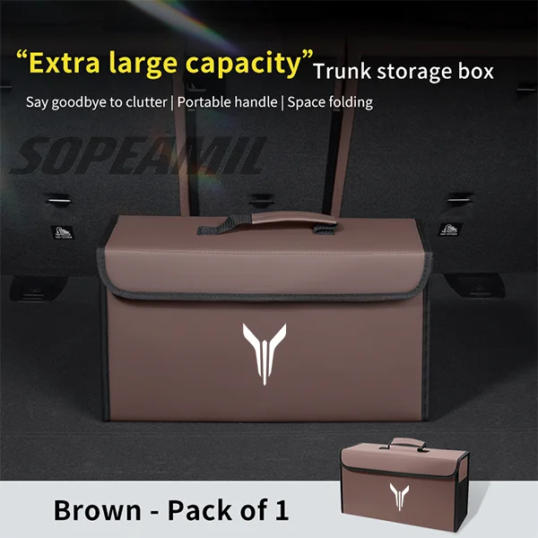 

Автомобильный кожаный багажник из углеродного волокна, ящик для хранения, органайзер, складная сумка для хранения, сумка для уборки, Voyah Dreampower Courage Free PHEV ILang Icozy