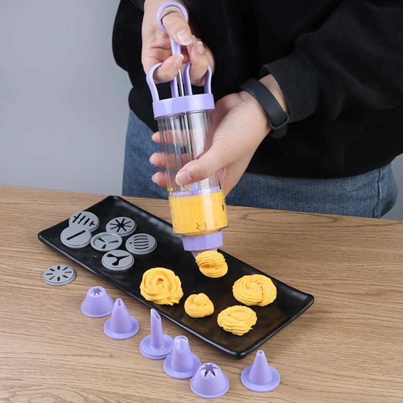 

Kitchen Bakeware Cream Cookie Press Maker DIY Biscuit Syringe Mould Baking Icing Piping Cream Cake Tool Set Squeezing Gun