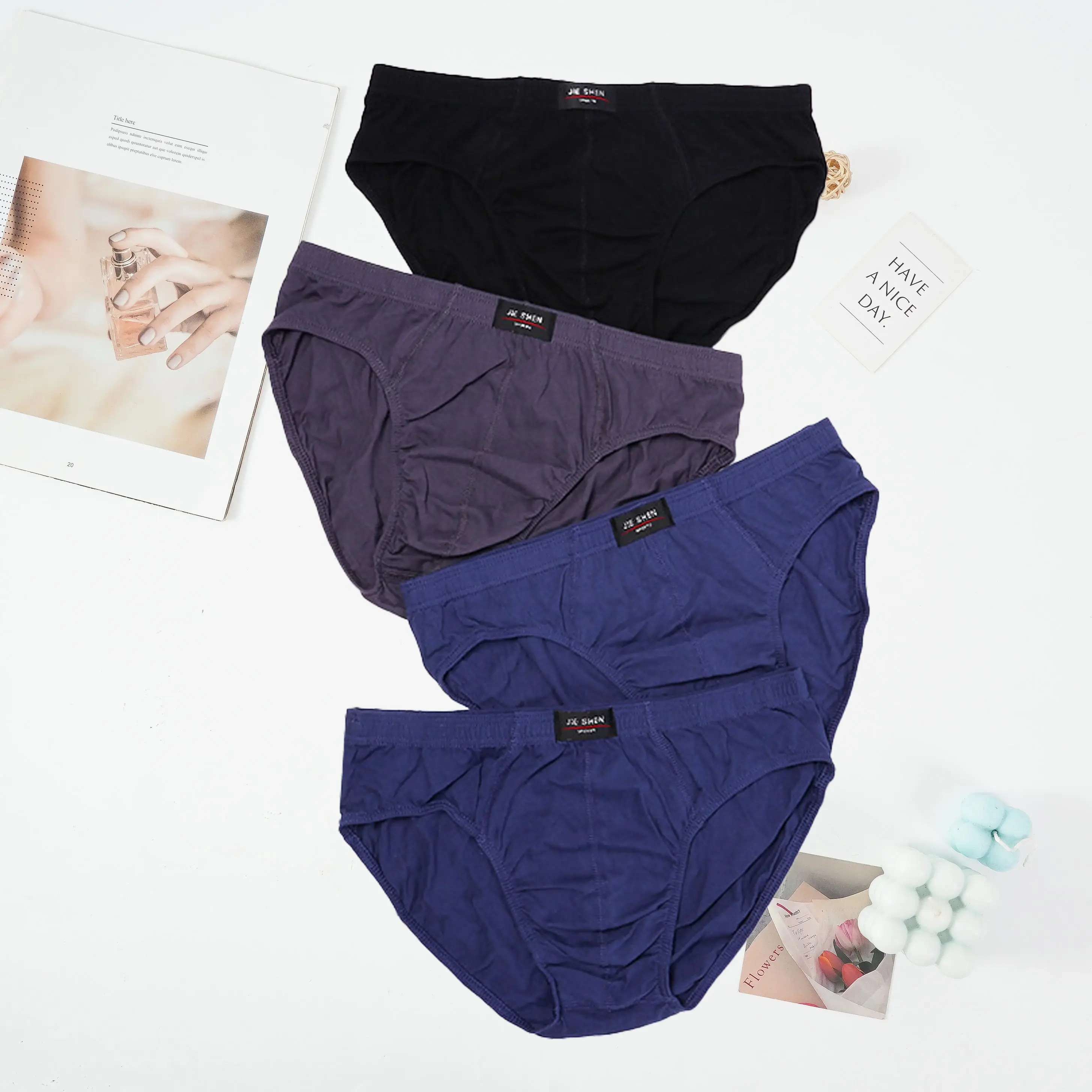 

2 шт./партия, мужские трусы из натурального хлопка