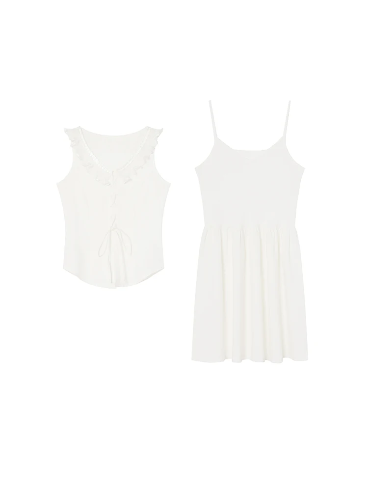 Здравствуйте Kanong кружевной воротник на шнуровке жилет юбка бретелях женский