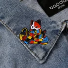 Забавный шар из вязаного кота брошь милое животное кошка мяч из пряжи эмалированная булавка значок на лацкан зимняя булавка подарок для девушки