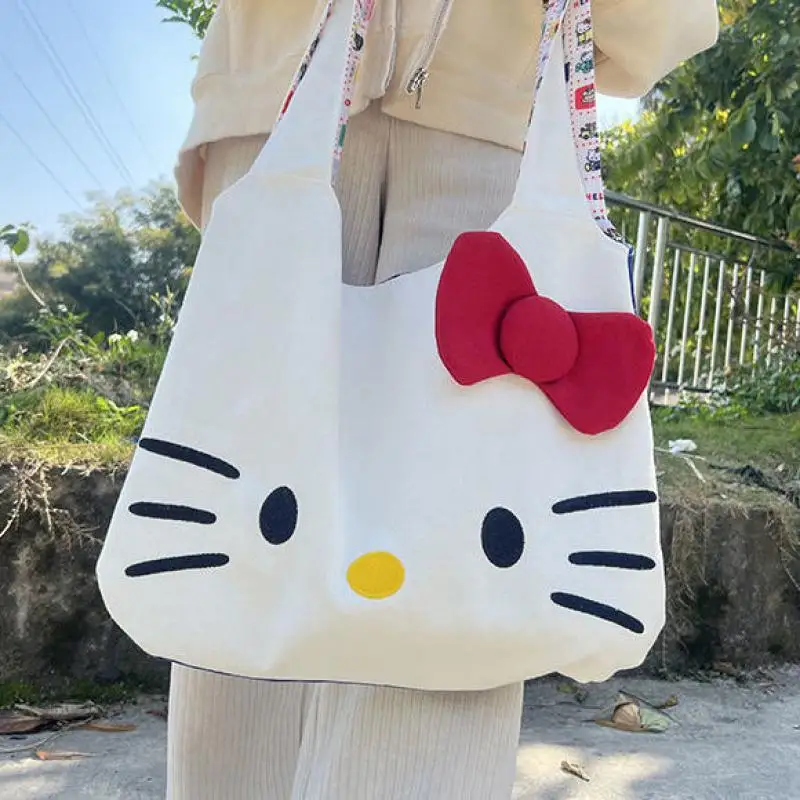 Милые аксессуары Sanrios Hellokittys Мультяшные Складные холщовые сумки-тоут шоппинг