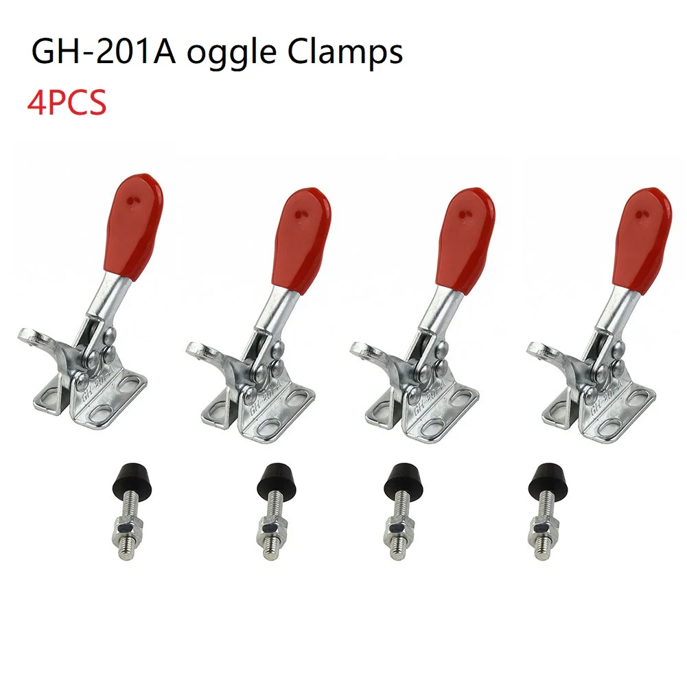 

4pcs Toggle Clamps 80mm GH201A Horizontal Vertical Toggle Metal Clamp Quick-Release 27KG Hand Clip Tool For Woodworking Joinery