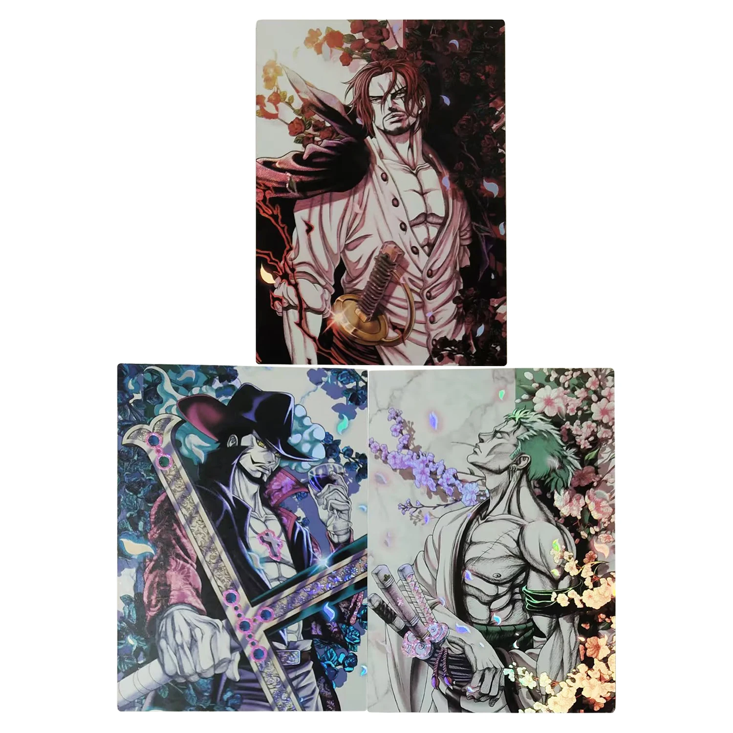 

3 шт./набор, цветные флеш-карты Zoro Shanks Dracule Mihawk