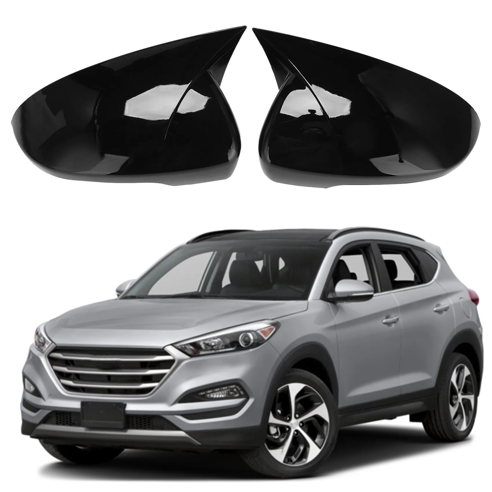 

Глянцевые черные колпачки на боковые зеркала заднего вида для Hyundai Tucson 2015-2020