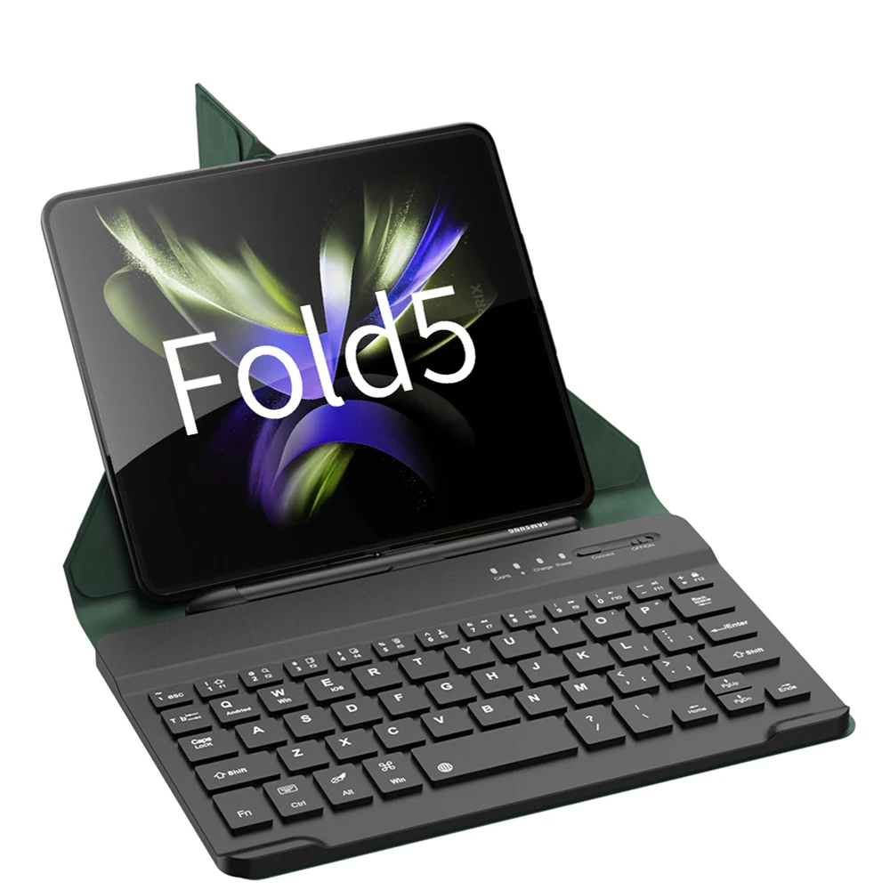 

For Samsung Galaxy Z Fold 5 4 3 2 Leather Holder Case with Bluetooth Wireless Keyboard Folding Magnetic Cover with Pen Slot