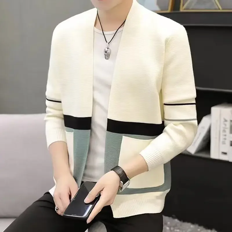 Вязаный кардиган для мужчин осень и зима популярная корейская одежда пальто