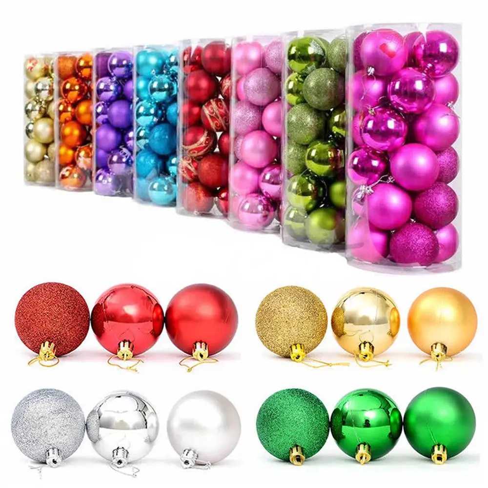 

24pcs Glitter Christmas Balls Baubles Xmas Tree Hanging Ornament Home Decor Well Bola De PláStico Para Navidad 2022