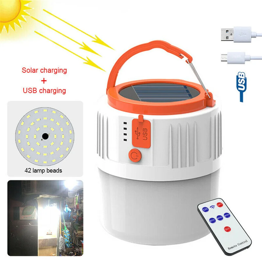 

2022 Solar Led Camping Light Outdoor Tent Lamp Rechargeable Portable Lanterns Night Market Emergency Lights for For BBQ Hiking