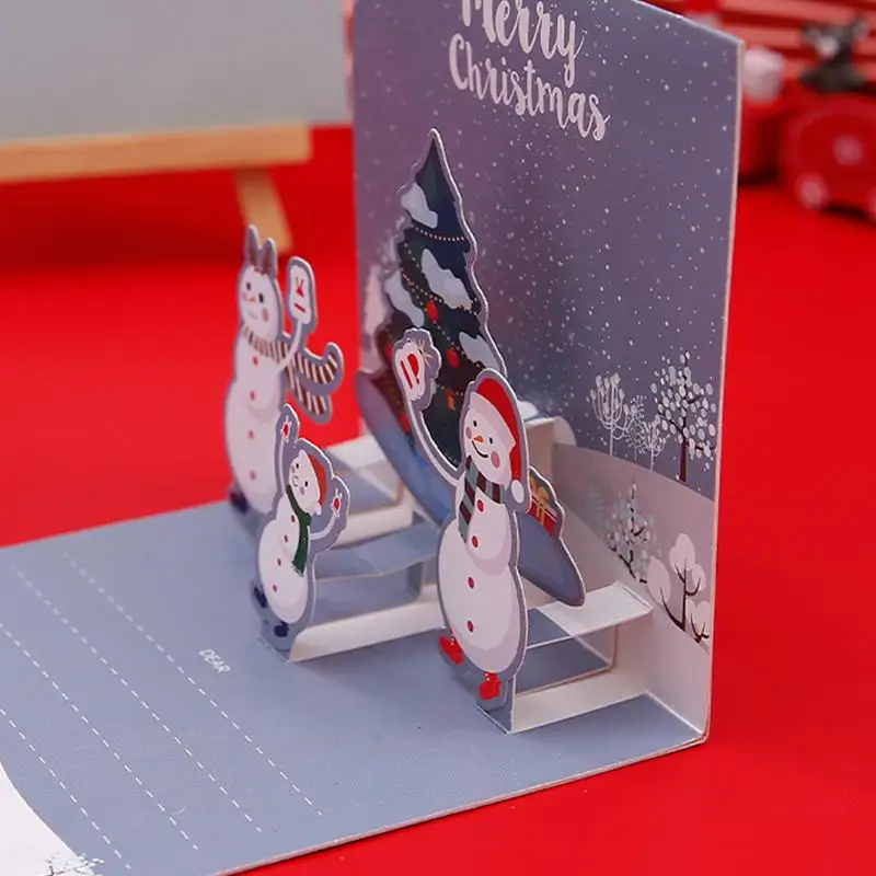 3D всплывающие рождественские открытки 6 шт. милые поздравительные Санта-Клауса