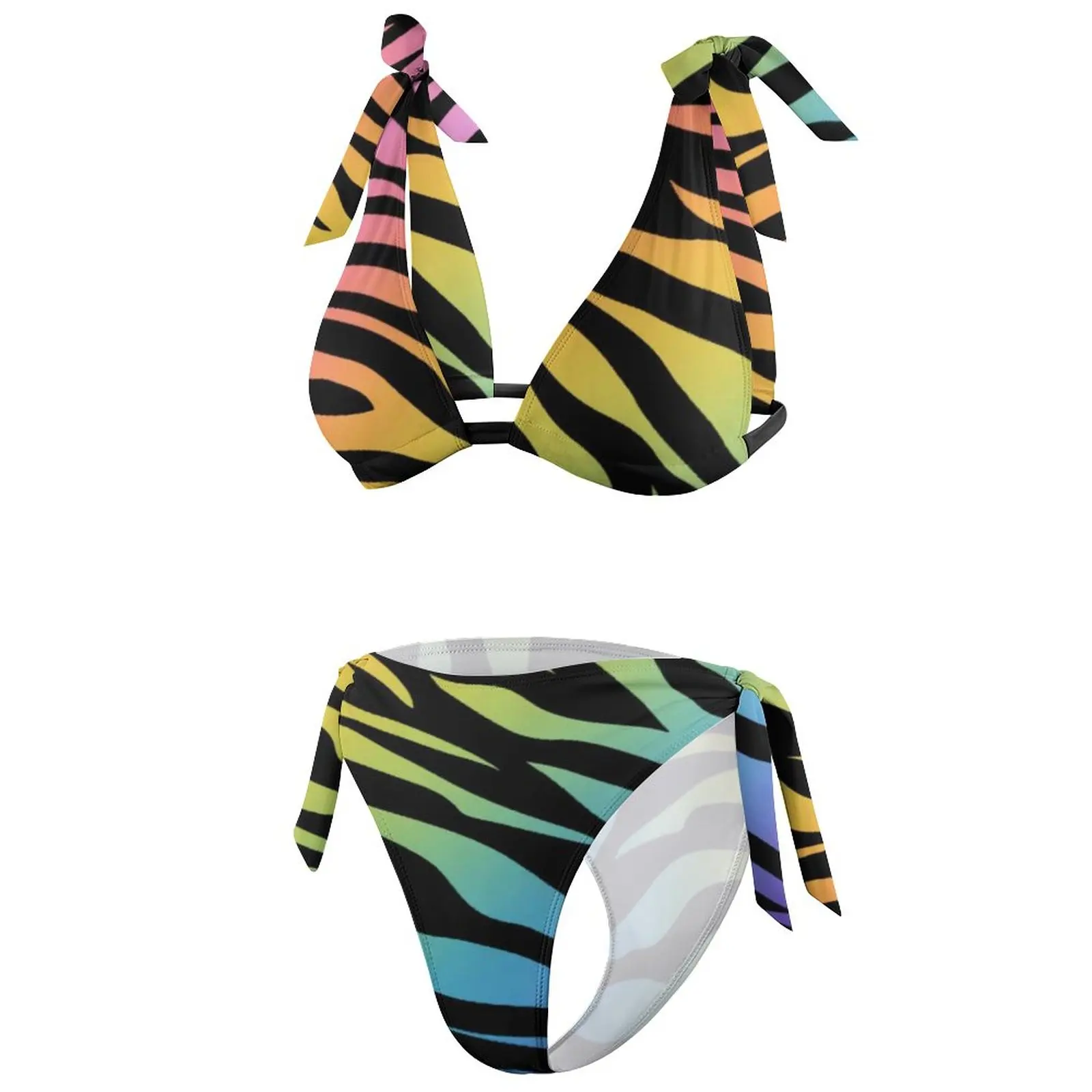 Купальник-бикини Радужный в полоску с градиентным принтом |