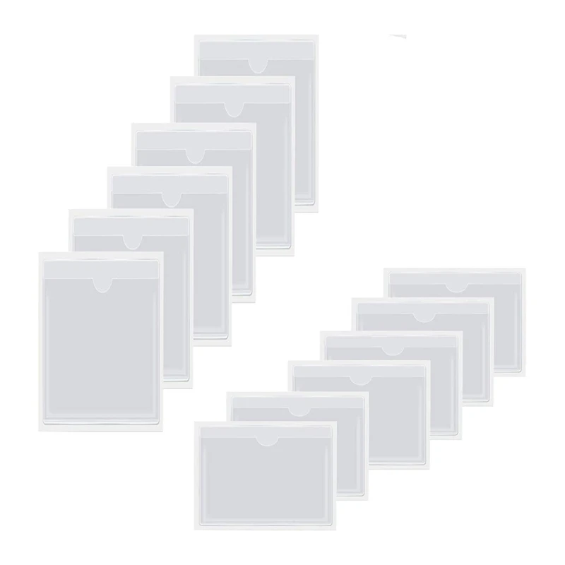 

24 Pack Self-Adhesive Label Holder Card Pockets Label Holder Clear Plastic Library Card Holder 2 Sizes