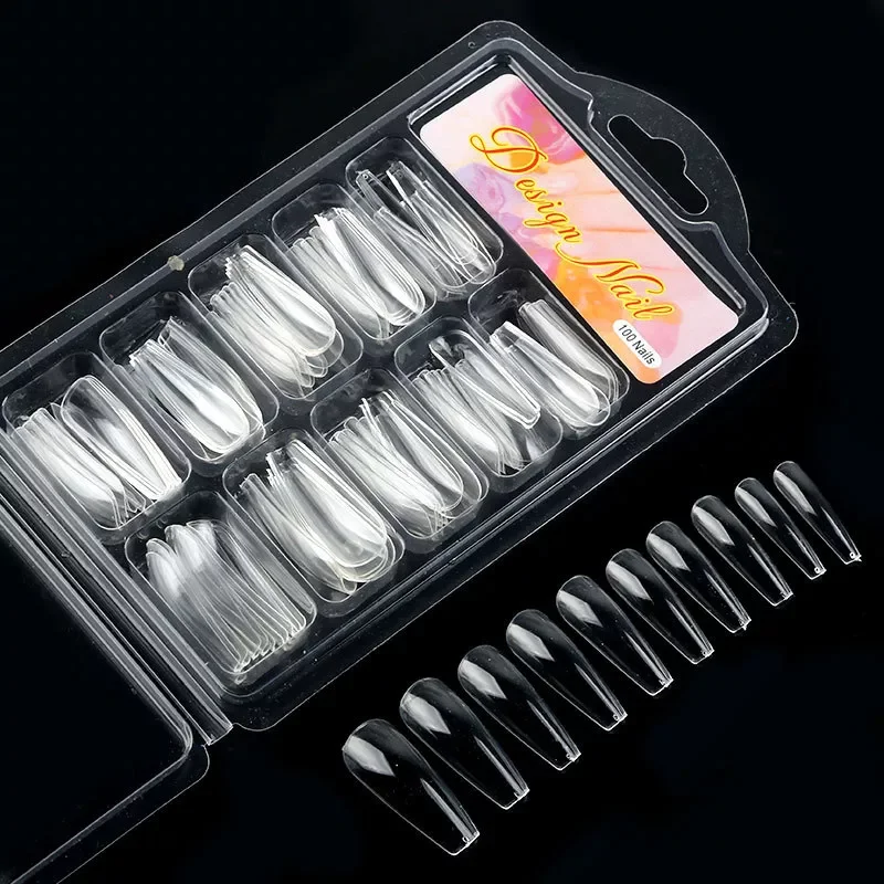 

NEW IN Clear Transparent Seamless Fake Nails Full Coverage False Nails Tips Short T-shaped Full Sticker For Nails Manicures