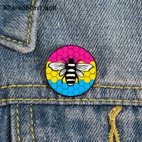 pan pride bee hive illustration pin custom funny brooches shirt lapel bag cute badge cartoon enamel pins for lover girl friends