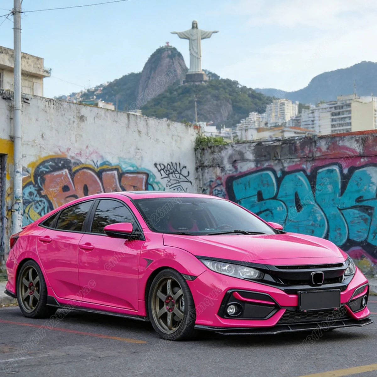 Для Honda Civic 10-го поколения (хэтчбек) 2016-2020: Комплект декоративных защитных накладок на нижнюю часть переднего бампера (art.: 3920d86ecebb2) - 3920d86ecebb2