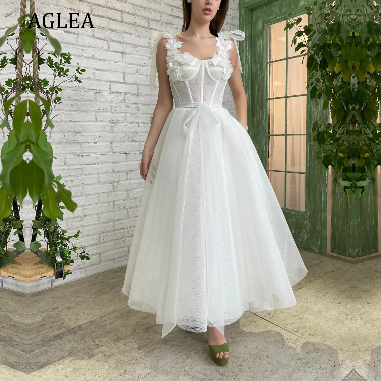 

Женское вечернее платье с драпировкой AGLEA, элегантное строгое платье до щиколотки для выпускного вечера, ТРАПЕЦИЕВИДНОЕ ПЛАТЬЕ-спагетти с бусинами и аппликацией