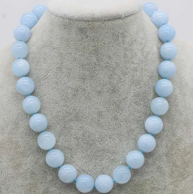 

blue jade round 14mm round necklace 18inch