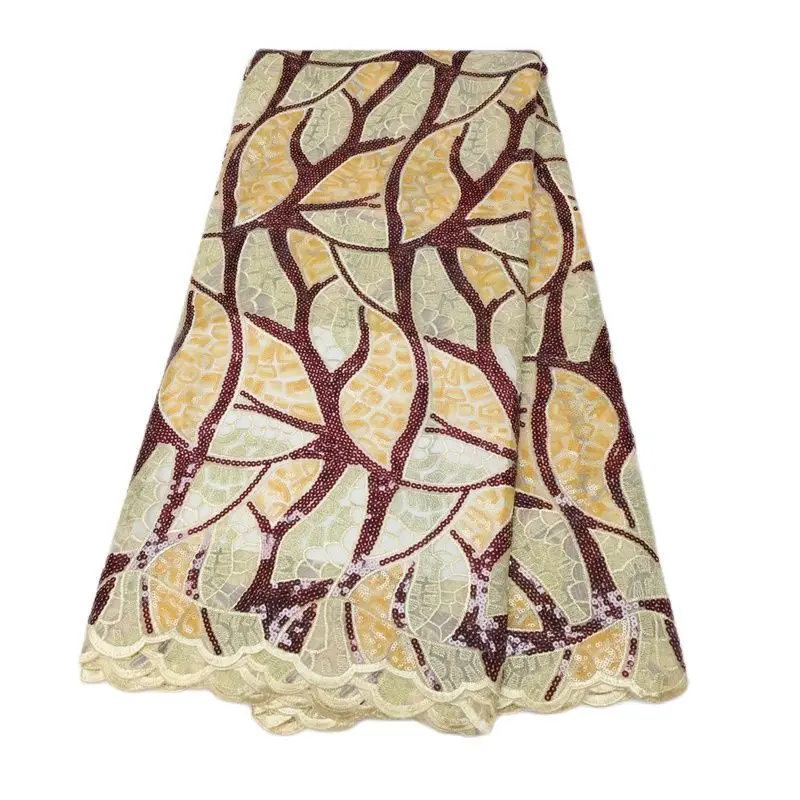 

Высококачественная африканская кружевная ткань с блестками, Вышитое французское Сетчатое кружевное платье, материал 5 ярдов