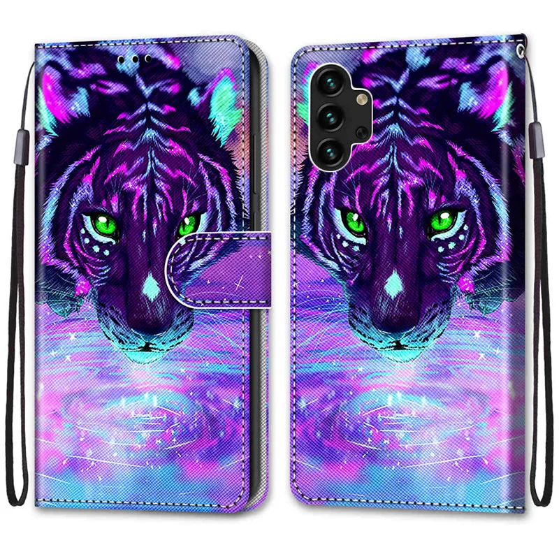 Cool Animals Case For Samsung A13 4G Flip Leather Case na For Galaxy A13 A23 A33 A53 A73 5G A03 Core A03s Wallet Cover Lion Bear