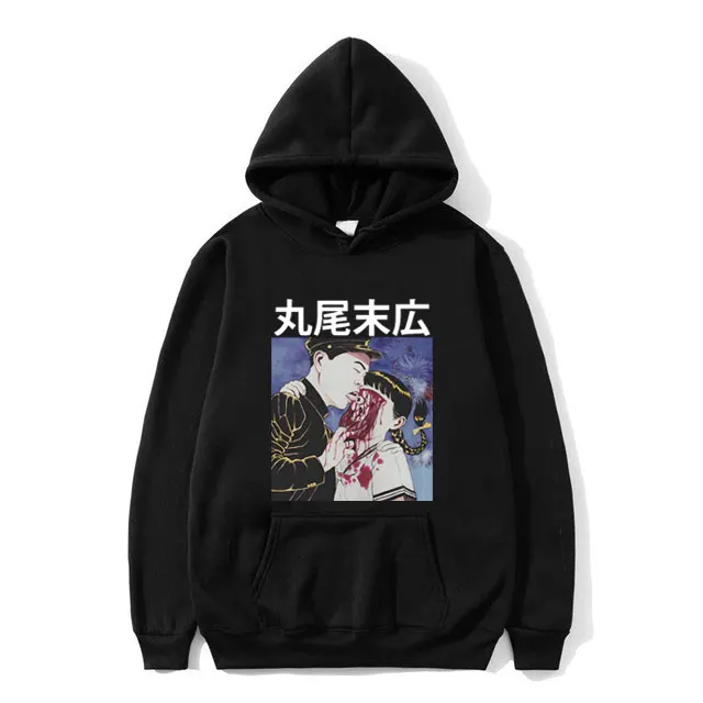 

Suehiro Maruo Eyeball Lick Japanese Anime Gift Print Hoodie Men Women Baggy Boyfriend Hooded Tracksuit Man Manga Loose Hoodies