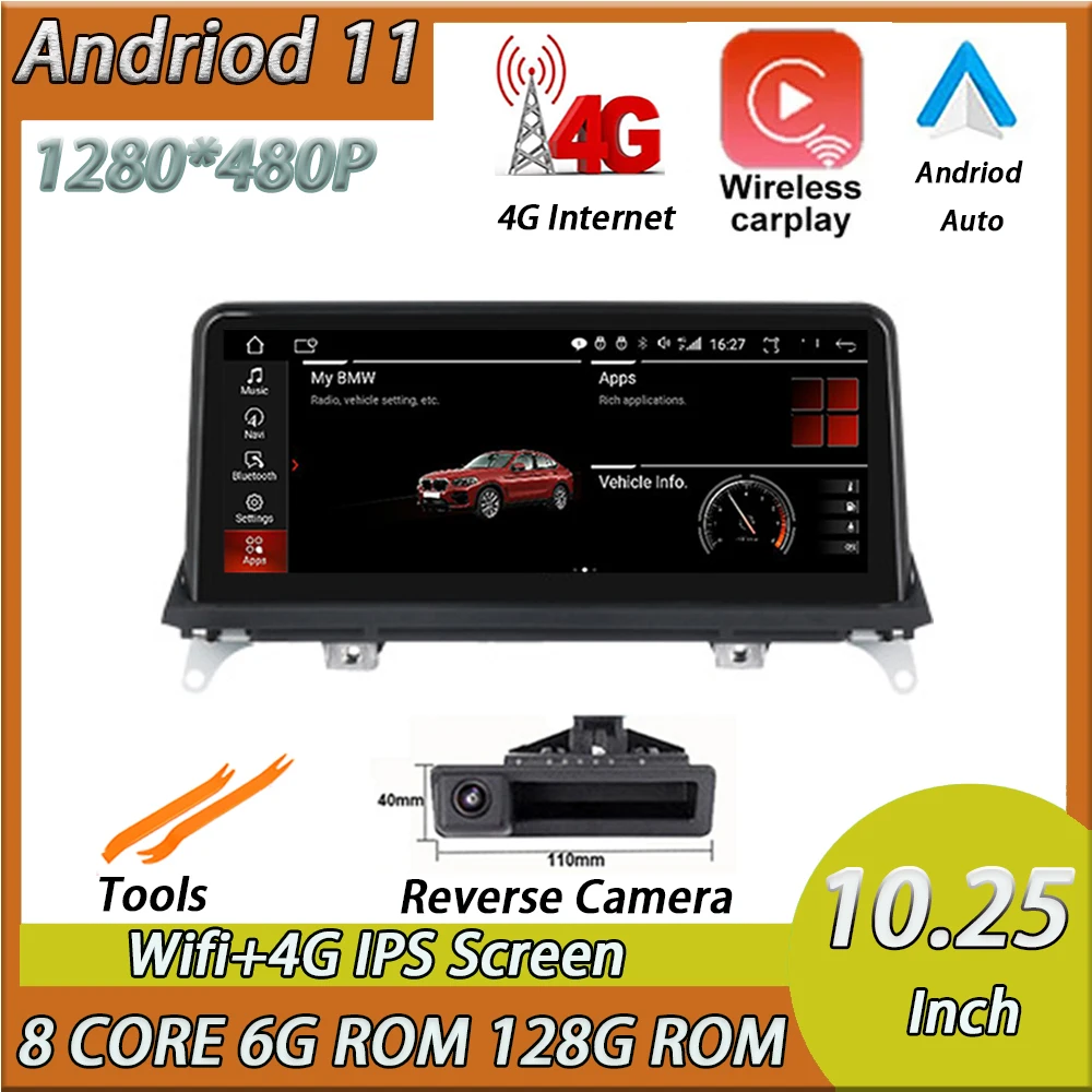 

Stereo Video Player GPS Navigation Multimedia For BMW X5 X6 E70 E71 2008 - 2012 Original CIC 10.25" Android 11 Car Radio BT