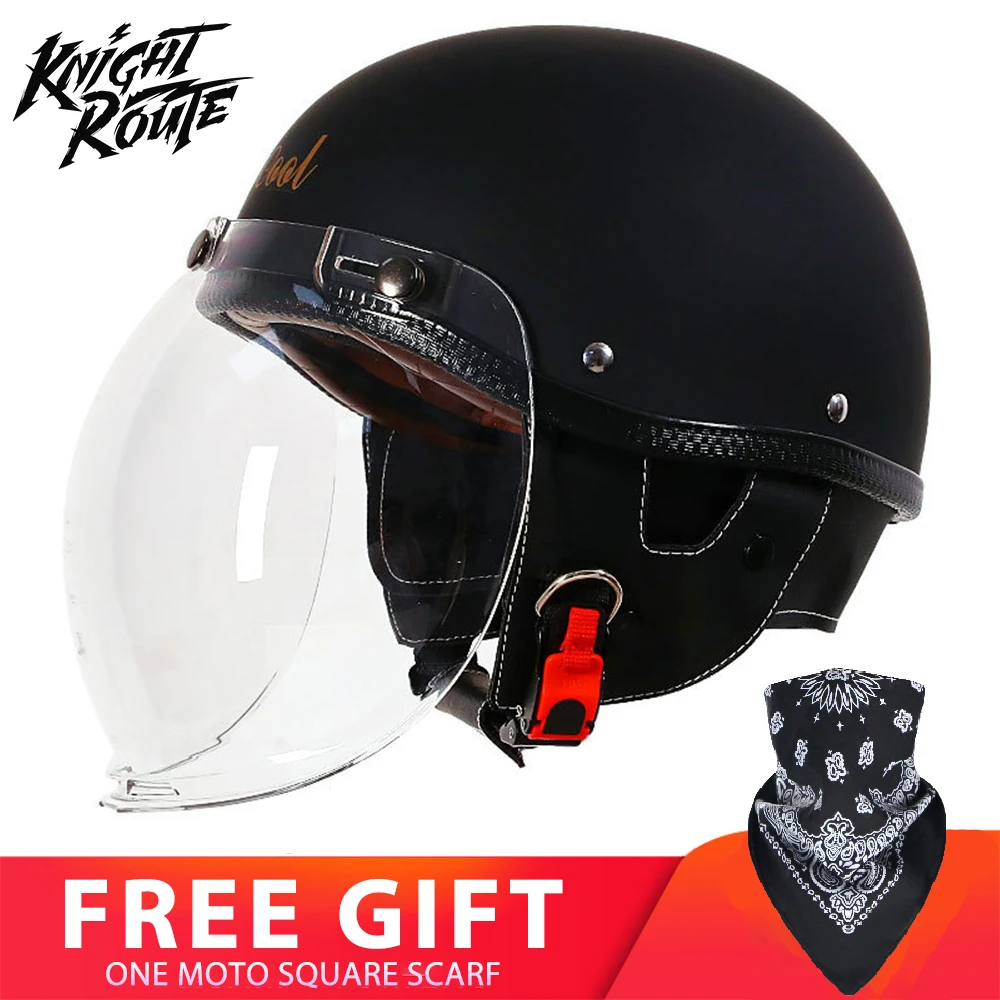 

Мотоциклетный шлем для мужчин и женщин, винтажный шлем с открытым лицом, в стиле ретро