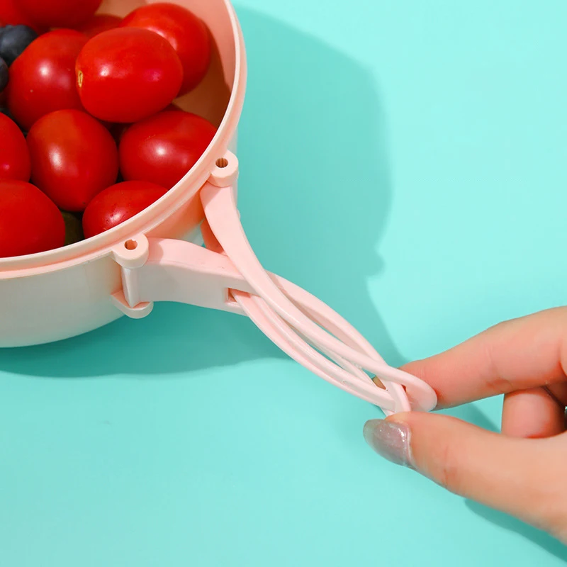 Корзина для слива фруктов с крышкой и складной ручкой чаша мытья овощей дуршлаг