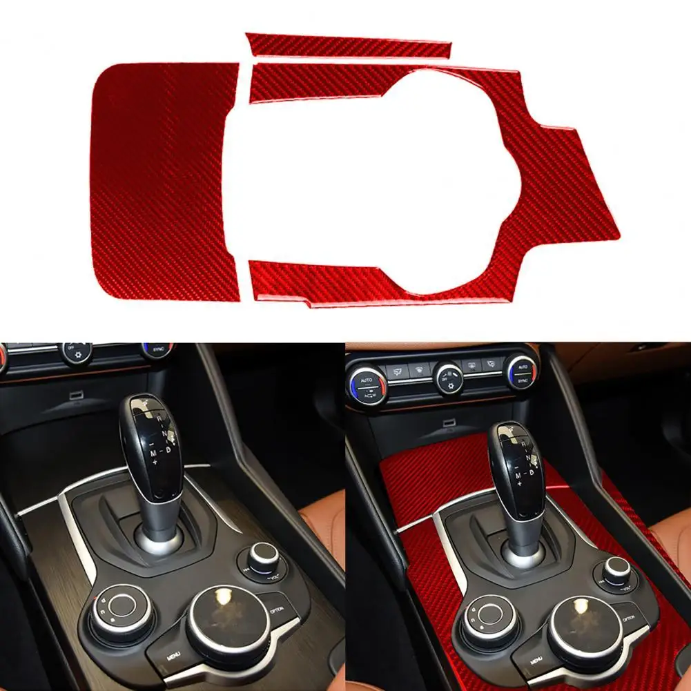

3Pcs/Set Gear Shift Frame Trim Carbon Fiber Red Gear Position Panel Cover Sticker for Giulia 17-19 Left Drive Accessories